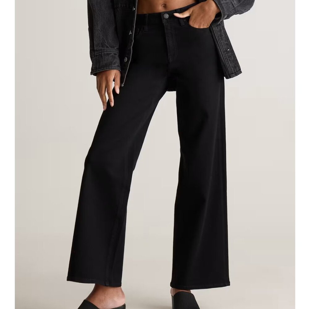 Quince Bella Stretch Wide Leg Jeans - Black - Size 29